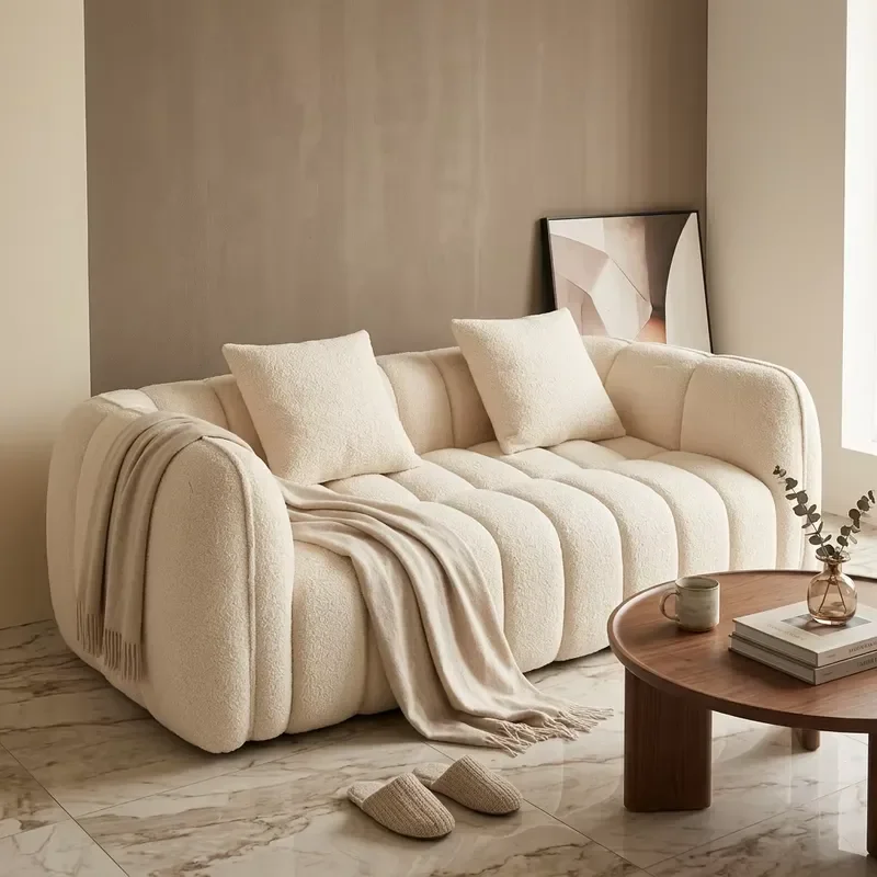 High Quality Soft Terry Fabric Segmented Seat Cushion Cloud Texture Sofa Suitable for Living Room Foldable Compression Type
