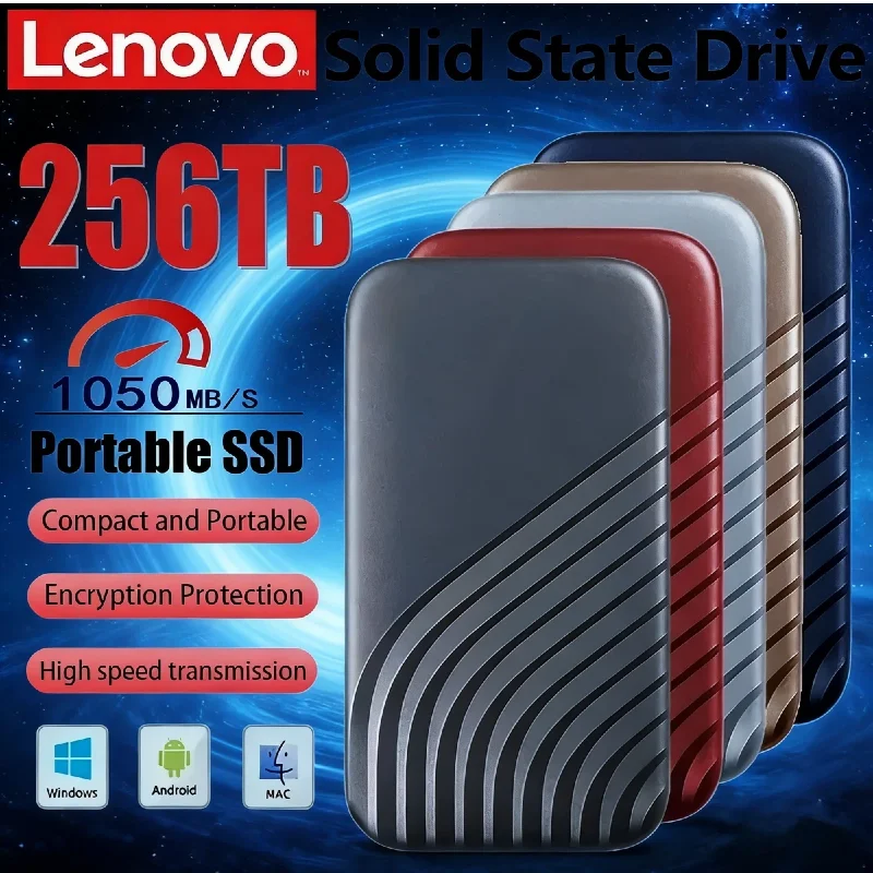 

Новый портативный внешний SSD-накопитель Lenovo 2026 года, высокоскоростной USB 3.1 Type-C, внешний жесткий диск для ноутбука объемом 2 ТБ, 4 ТБ, 8 ТБ