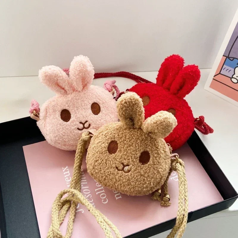 Soft Plush Cartoon Children's Crossbody Bag Cute Little Rabbit Baby Girls Coin Purse Handbags Fashion Kids Small Shoulder Bags