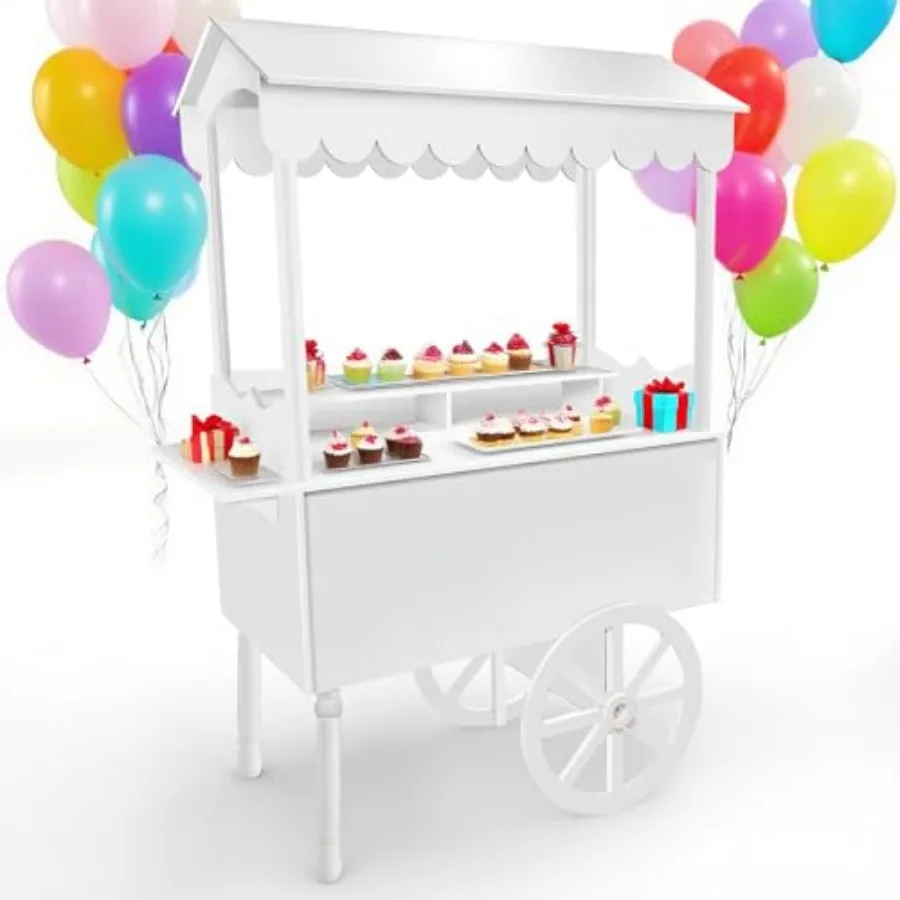 

Подставка для тележки для конфет для вечеринки, подставка для тележки для десертного торта с колесами, винтажная подставка для десерта, декоративная тележка с 100 B