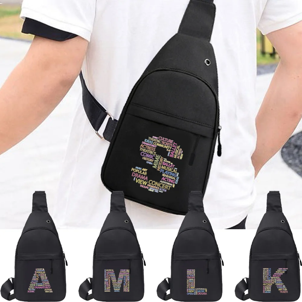 

Chest Pack Trendy Men's Crossbody Large Capacity Casual Shoulder Travel Hiking Multi-functional Chest Bag Text Printing Series