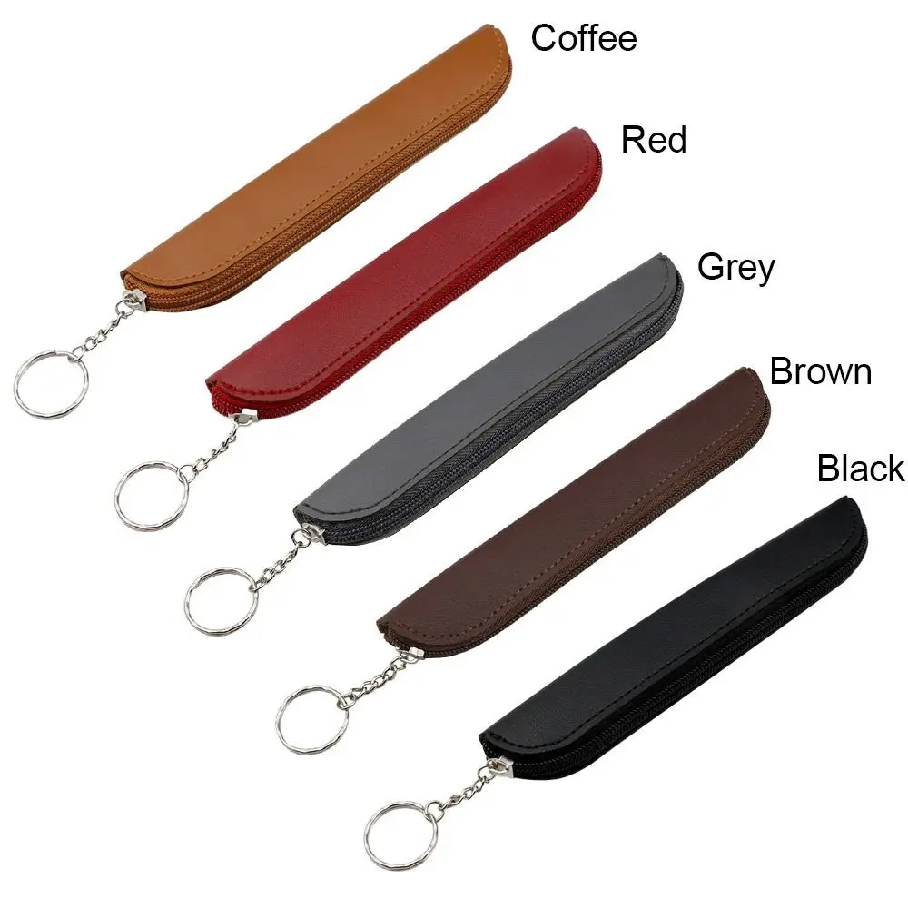 Creative Portable Pen Bag Simple Retro Style PU Pencil Bag Minimalist Tablet Stylus Protective Case Zipper Pen Case