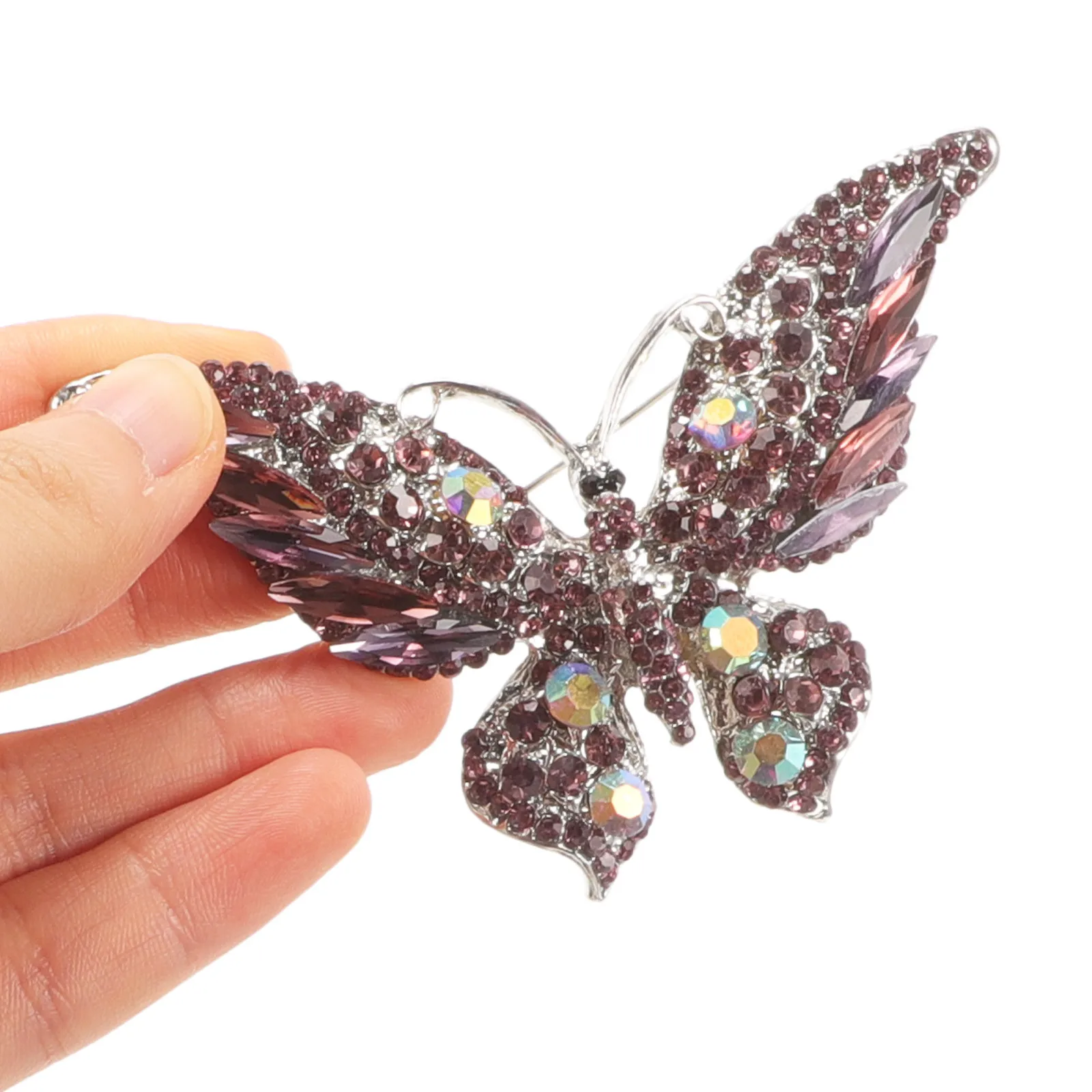 حجر الراين فراشة بروش دبوس ملابس حريمي التلبيب الديكور دبوس معدني ل وشاح شال حفلة الإكسسوارات #5