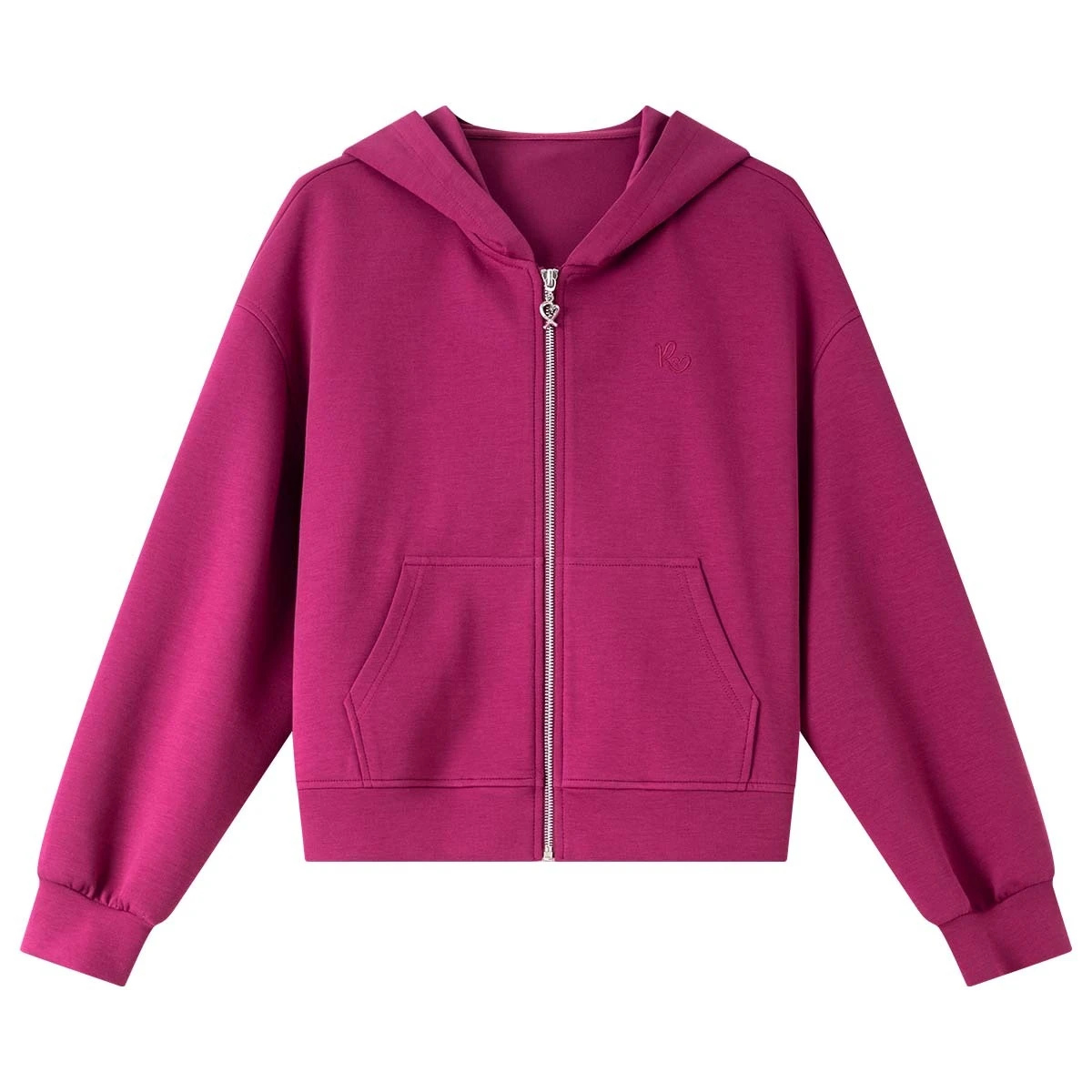 VIMLY Hooded Jacket Woman Sporty Long Sleeve Loose Coats Women's Autumn 2025 Zipper Long Sleeve Embroidered Female Jacket A2056