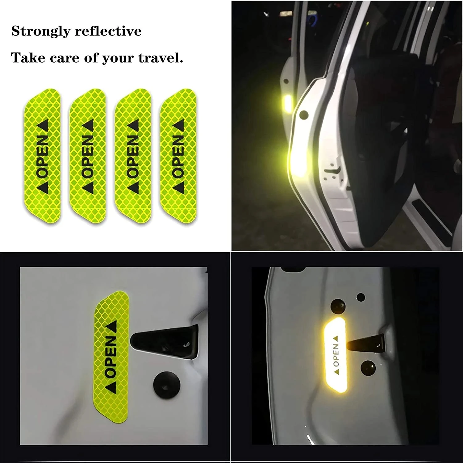 4PCS Fluorescent Car Reflective Strips Warning Stickers For Lada granta vesta kalina priora niva xray largus Opel Astra H G J