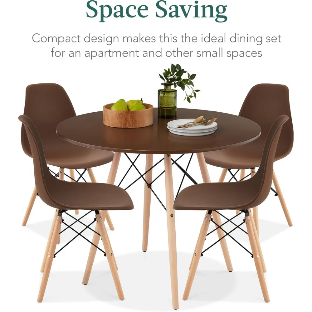 طقم طعام مكون من 5 قطع، طقم طاولة وكرسي حديث مدمج في منتصف القرن للمنزل، شقة مع 4 كراسي، بلاستيك S