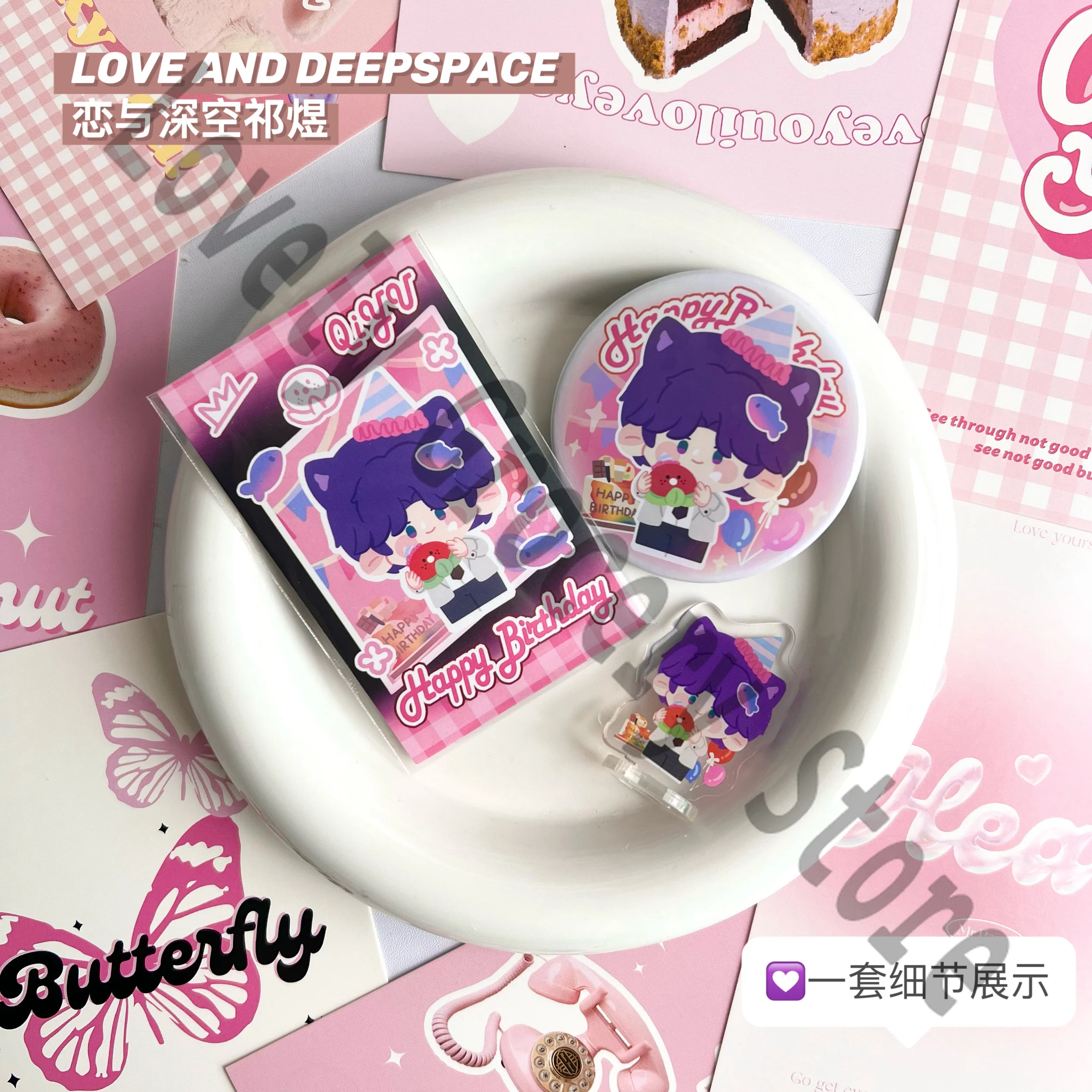 

Anime Love and Deepspace Rafayel Cosplay Brooch Cartoon Pendant Mascot Accessories Standing Sign Badge Kawaii Acrylic Ornament