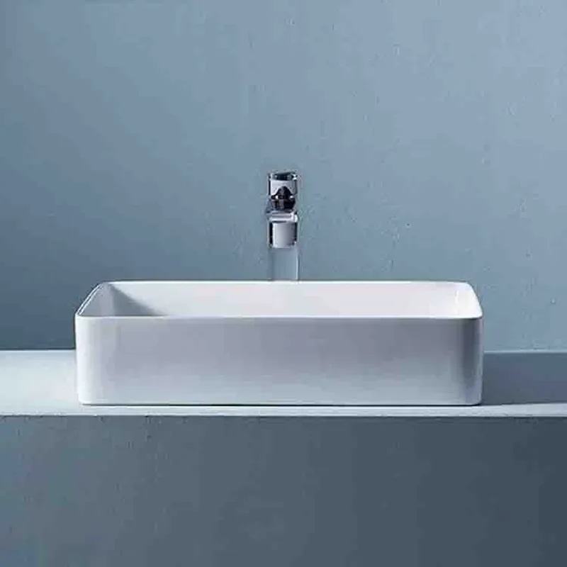 Rectangular Ceramic Vessel Sink Thin Rim Art Basin for Hotel Home Balcony Bathroom Vanity Countertop Wash Hand Basin
