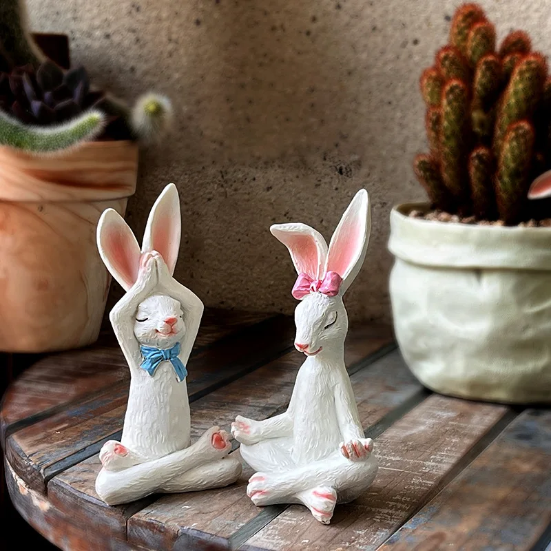

Yoga rabbit ornament flower garden courtyard lawn landscape cute animal welcome rabbit decorative sculpture