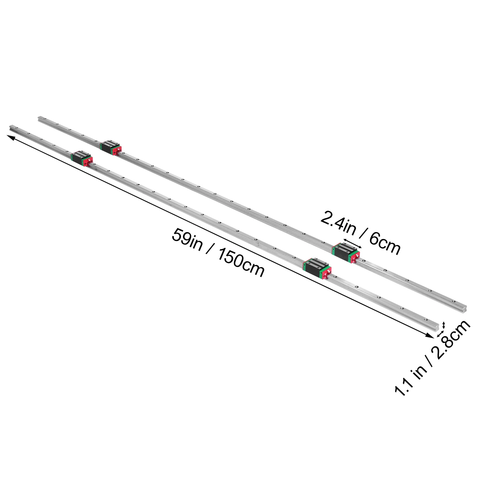 VEVOR Linearschiene, HSR15-1200 Gleitschiene, 2 Stk. 1200 mm HSR15-Linearwelle Präzisionswelle, Linearschienenset mit 4 HSR15 Lagerböcken, Linearführungsschiene Führungsschiene Linear Rail