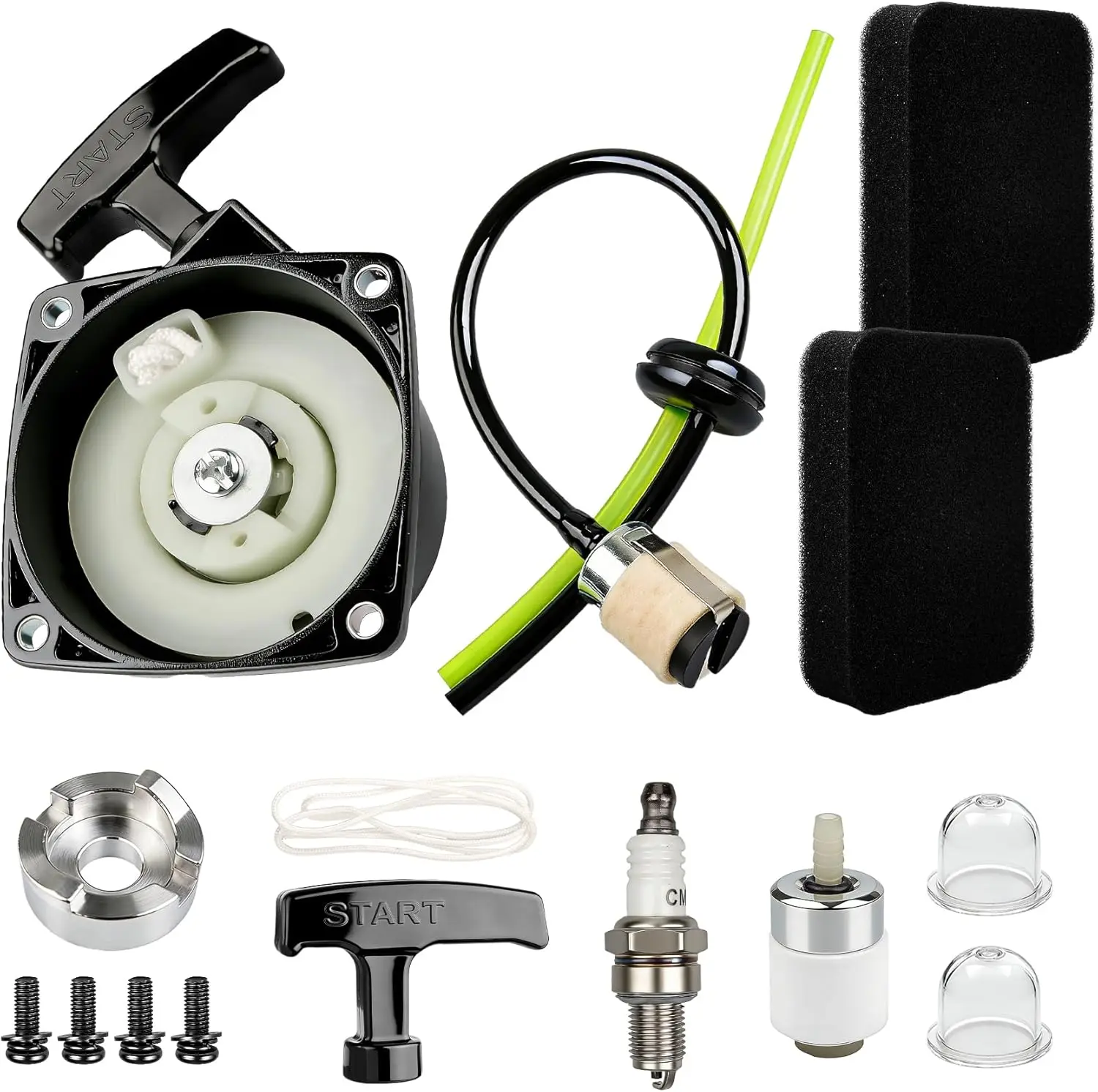 Recoil Starter Replacement Kit With Fuel Line Filter Spark-Plug Air Filter For 2-Stroke Gas Trimmer Brush Cutter