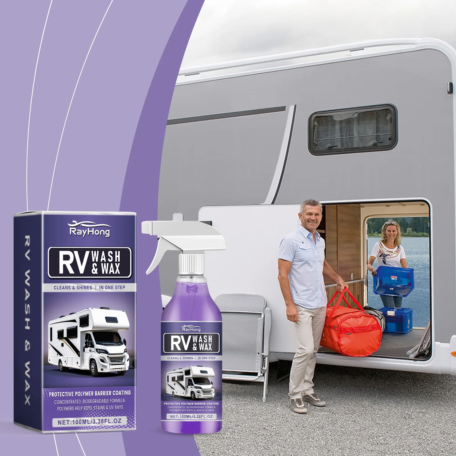 

100ml RV Wash & Wax - All-in-One Cleaner & UV Protectant, Enhances Gloss & Prevents Fading, Safe for All Exterior Surfaces