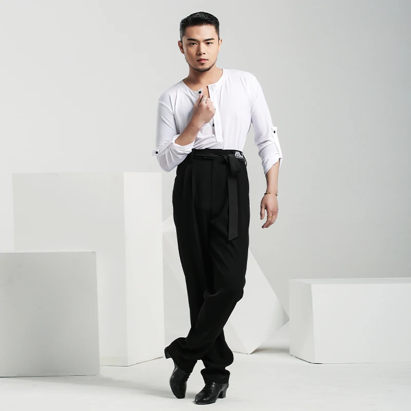 

Latin Dancewear Men Ballroom Practice Wear Long Sleeve Stage Costume Tango Dance Outfit Modern Dance Shirt Salsa Clothes JL4303