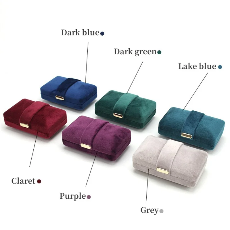 High Quality Velvet Jewelry Storage Box Ring Earrings Pendant Necklace Jewelry Display Case Packaging Gift Box With Metal Buckle