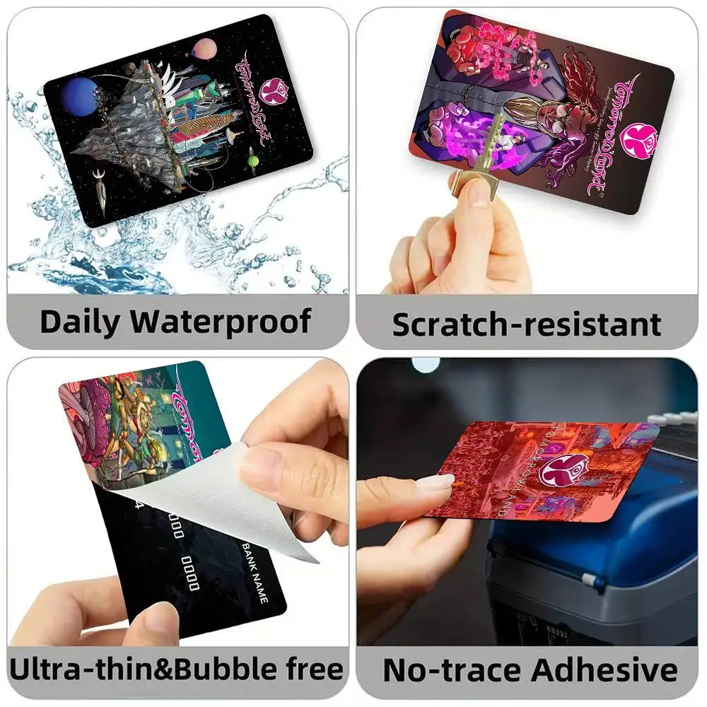 T-Tomorrowland Music Credit Card HD Stickers Game Card Decal Small Chip Waterproof Sticker Gift