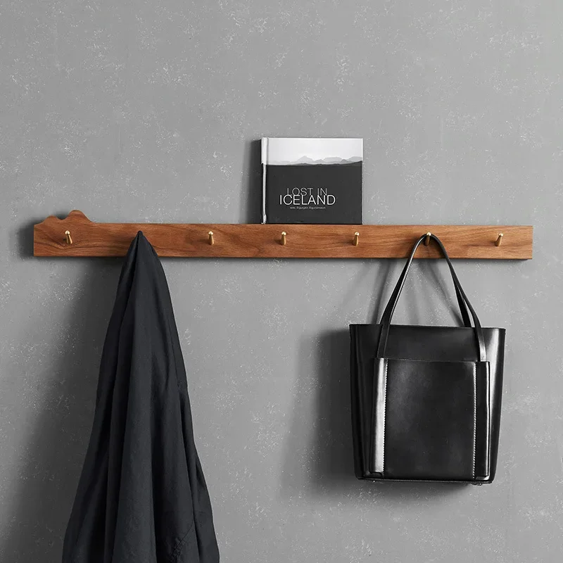 Handcrafted Black Walnut Coat Rack with Eye-catching Brass Hanger with Natural Wood Grain Biowood wax oil  a Distinctive Look