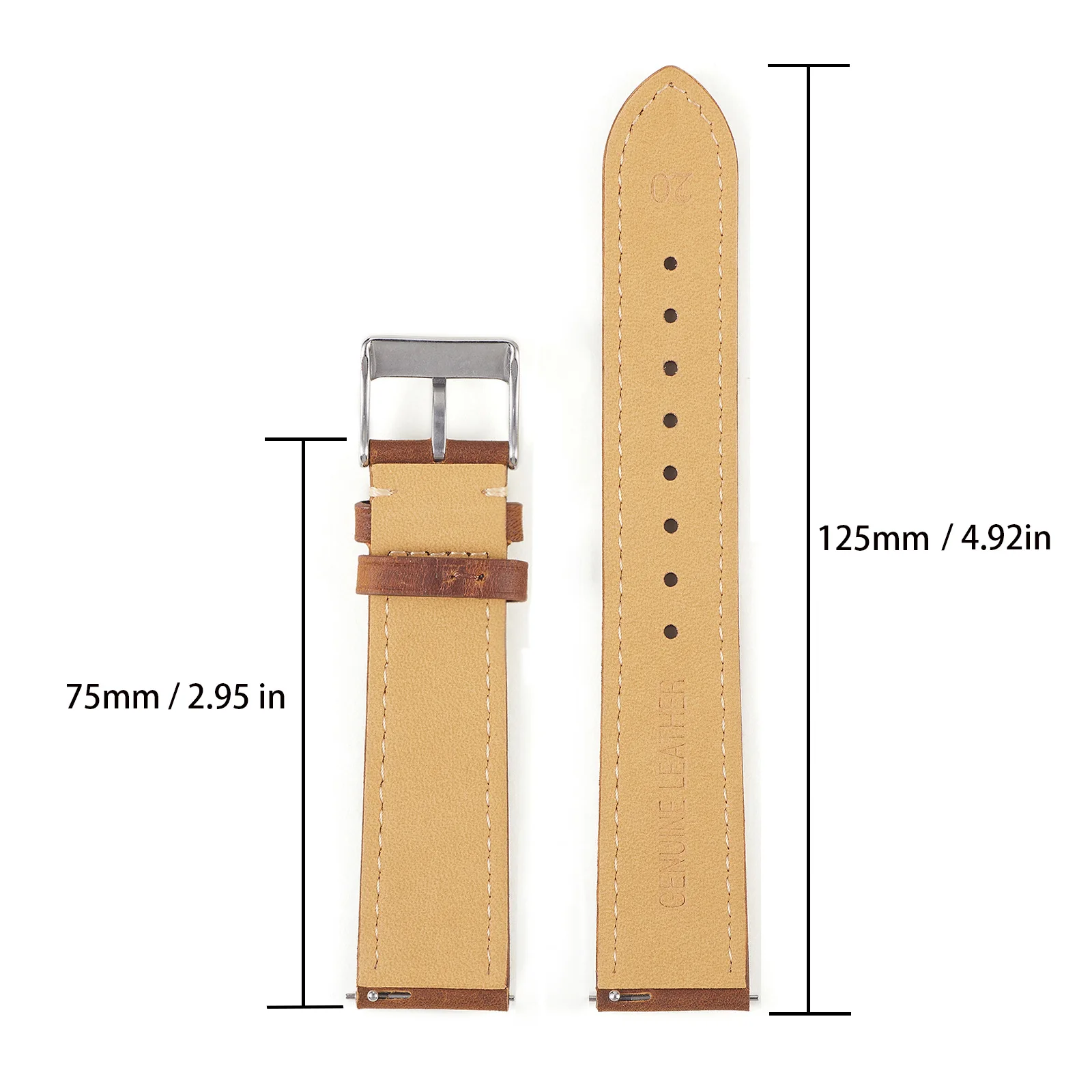 Vintage Frosted thin body Cowhide Universal 18mm 20mm 22mm Bracelet Leather Quick Release Watch Strap Smart Watchband UTHAI