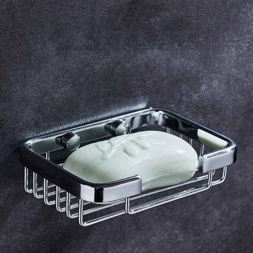 Stainless Steel Soap Dish Holder Wall Mounted Bathroom Soap Box with Drainage Design for Kitchen Shower Organization Storage