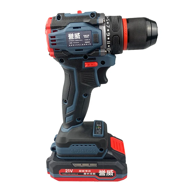 20V Brushless Lithium Cordless Drill Impact Power Tool for Metal Wood Concrete Drilling Portable Rechargeable OEM