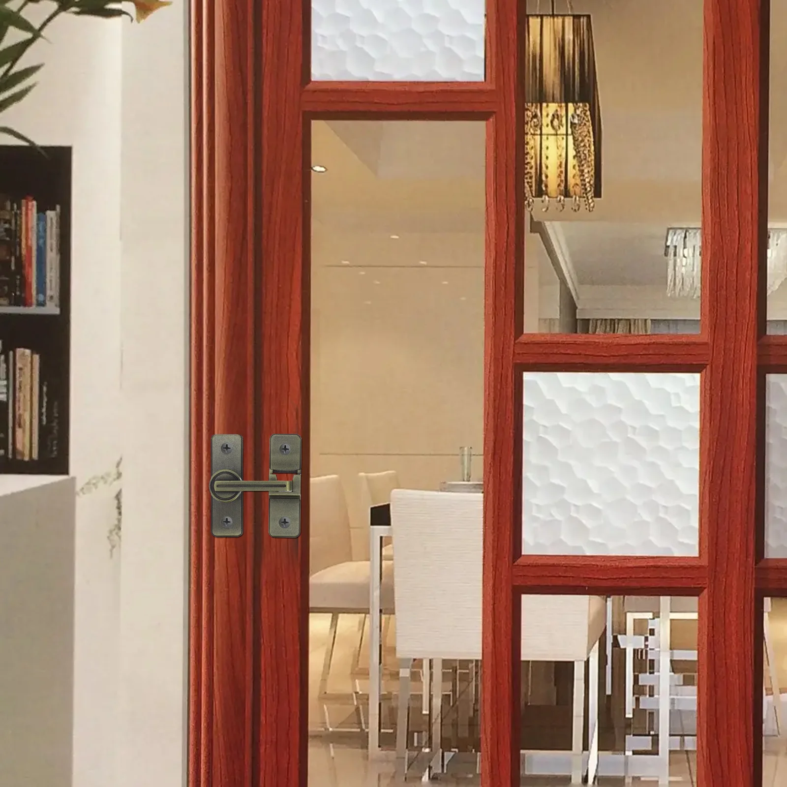 مزلاج باب من الفولاذ المقاوم للصدأ 56 مم مسافة فتحة لمسة نهائية حمراء مثبتة على السطح 180 درجة مزلاج فليب دوار للحمام #2