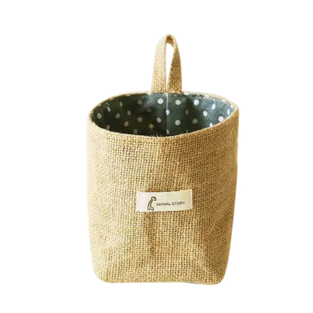 Cotton and Linen Storage Bag Hanging On The Wall Behind The Door Jute Storage Bag -1 piece