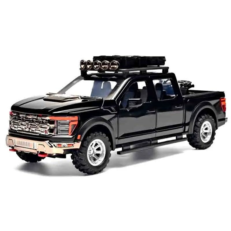 

1:24 Raptor F150 Пикап, модель автомобиля из сплава, литой под давлением металлический внедорожник, модель автомобиля, имитация звука, свет, детская игрушка в подарок