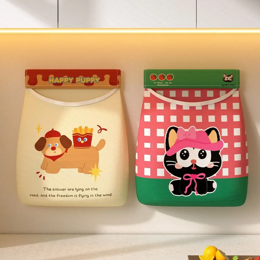 

2Pcs Wall Mounted Garbage Bag Storage Bag Self Adhesive Large Capacity Cartoon Storage Bag Reusable Underwear Socks Storage Bag