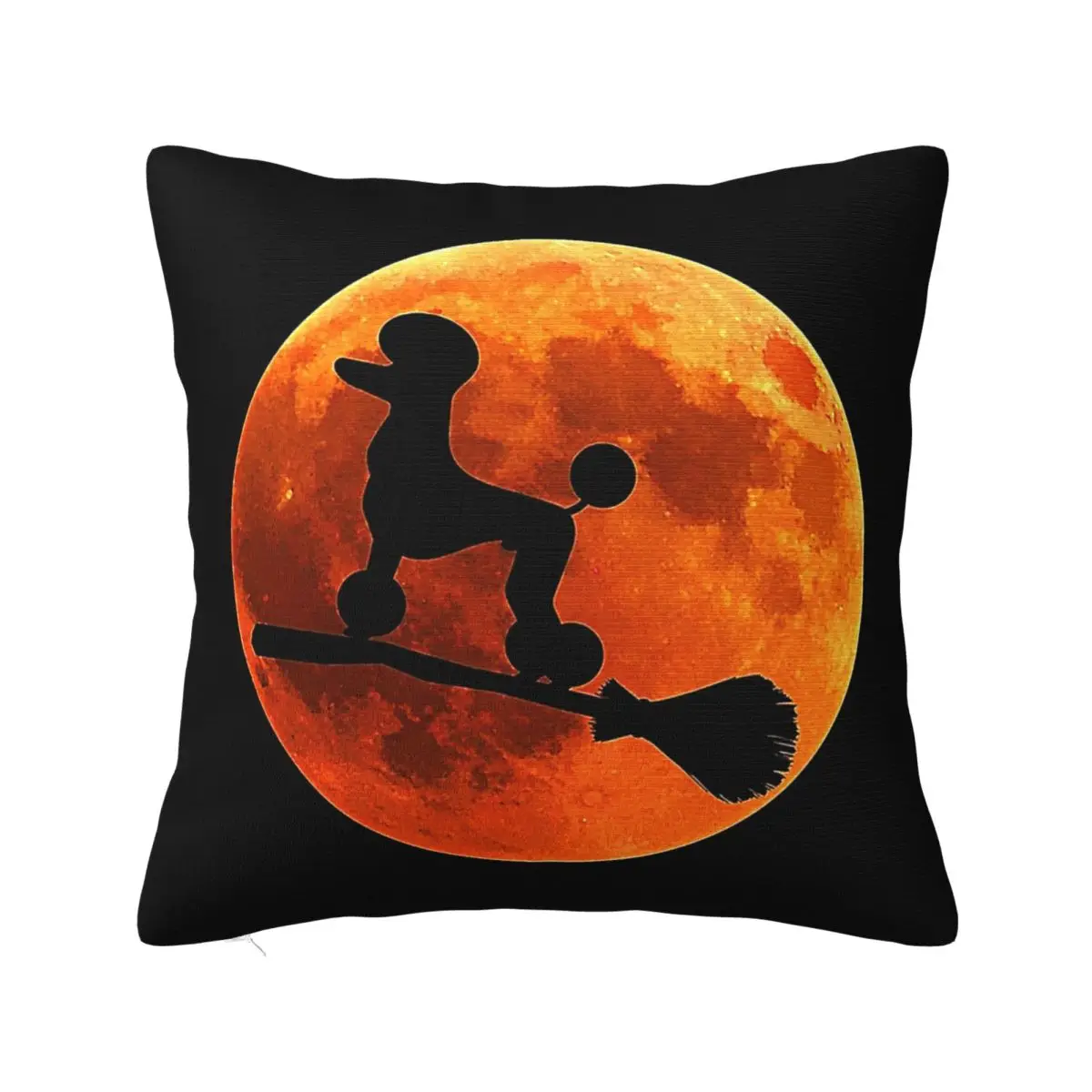 Poodle Dog Silhouette Moon Halloween Square Pillow Square Pillow White Square pillow