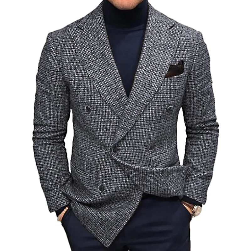 

Autumn and Winter New Men's Casual Solid Color Suit Top Trendy Versatile British Gentleman Set Men's Coat