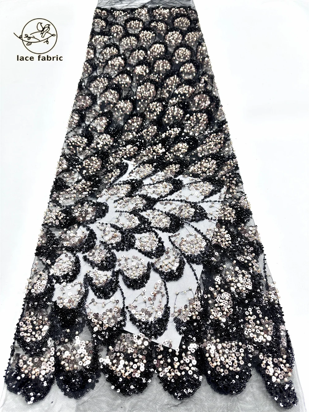 

Black Sequins Tulle Nigerian Wedding Lace Fabric 2026 High Quality Beads French Lace for Dresses Making Luxury African Design