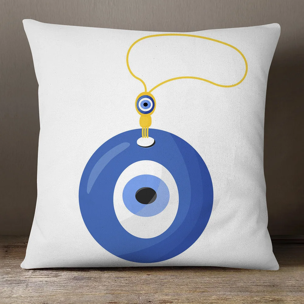 Greek Turkish Evil Eye Hamsa Hand Cushion Covers Middle East Fortune Amulets Print Decorative Sofa Throw Pillow Case