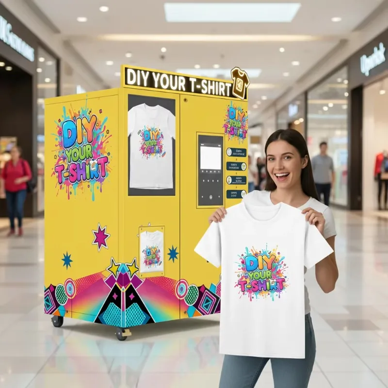 Auto DIY Tshirt Printer T-shirt Printing Machine Custom Creat Tshirt Clothing Vending Machine for Shopping Malls Customized