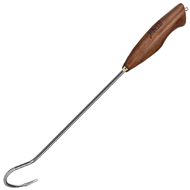 30CM RoseWood handle Stainless Steel Ice Fishing Spear Hook Tackle Suitable For Light Heavyweight Fish Active Ice Fishing Gaff