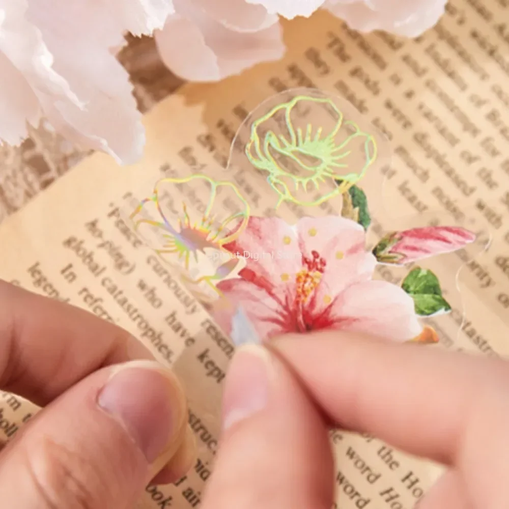 40 Stück/Packung PET-Blumen-Aufkleber, Pflanzenaufkleber, Gänseblümchen-Dekor, Schreibwaren für Junk Journal, DIY, Scrapbooking, Etikettenaufkleber