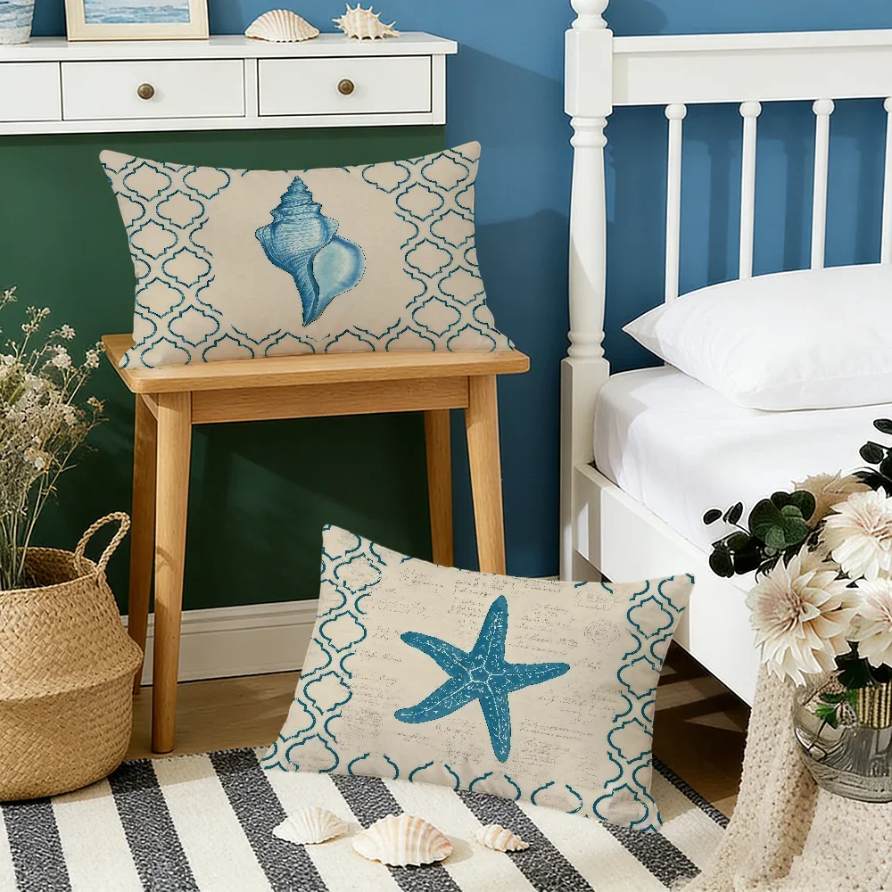 Design With A Blue Teal Color Palette Cushion Cover Hit Product Home Sofa Living Room Double-Sided Soft Decorative Pillow Cover
