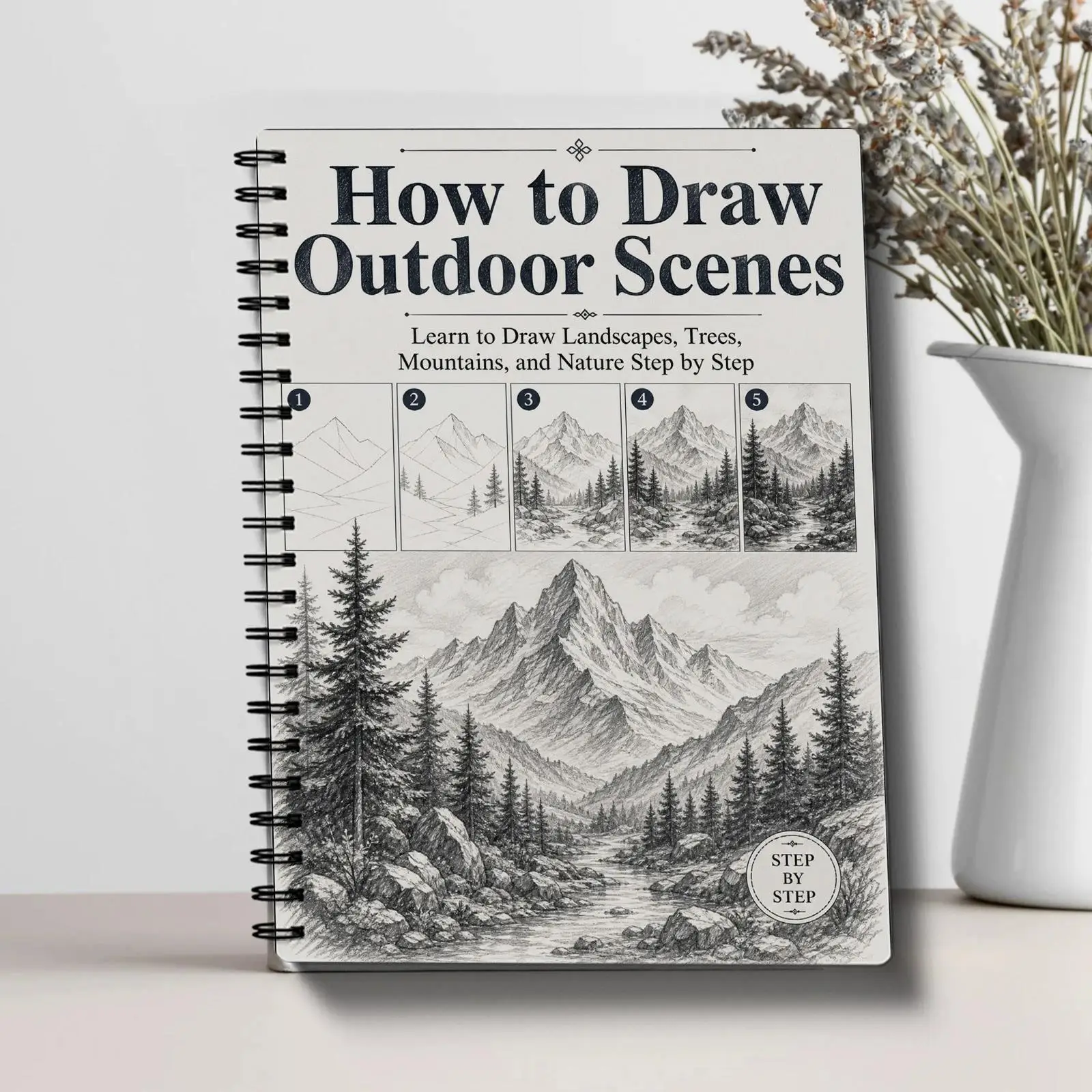 Basic Drawing Book Step-by-Step Outdoor Scene Guide Master Landscapes Trees Mountains Natural Art Sketch Tutorial