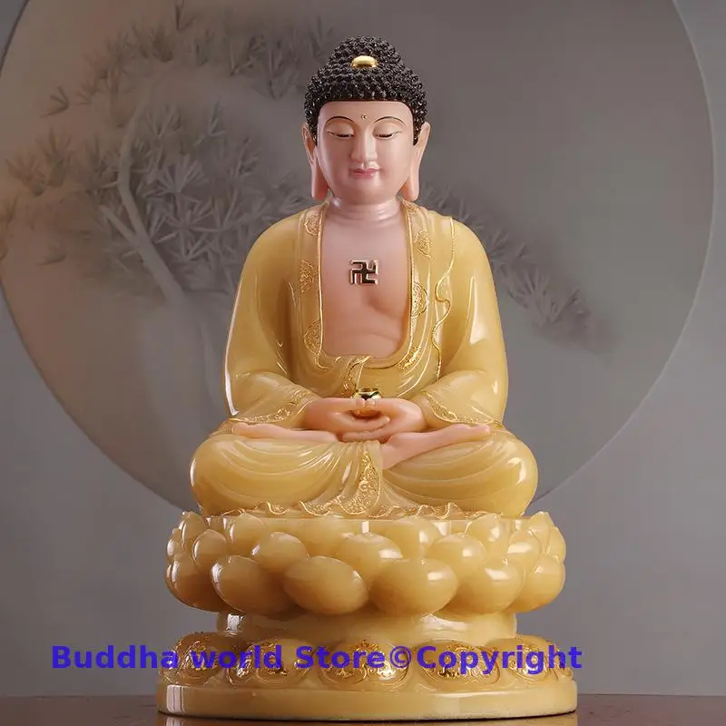 3PCS High grade Jade XI FANG SANSHENG Buddha statue Amitabha Guanyin ksitigarbha bodhisattva HOME shrine Efficacious protection