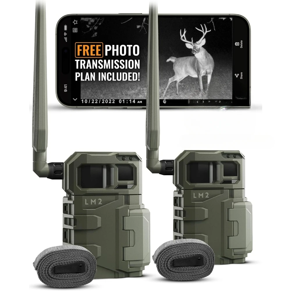 LM2 Twin Pack Cellular Trail Camera - 20MP Photos, Infrared Game Night Vision Photos, 90' Flash Camera & Detection Range.