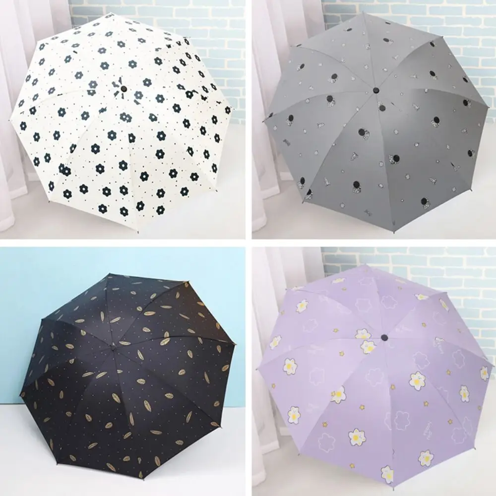 Ultraviolet Protection Parasol Portable Wind Resistant Small Pocket Rain Umbrella Thickened Black Glue Mini Sun Shade Outdoor