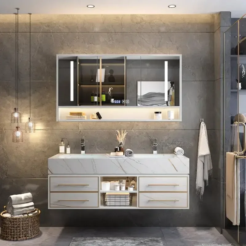 Bathroom Cabinet Accessories Washbasin Intelligent Light Luxury Rock Board Integrated Nordic Minimalist Combination