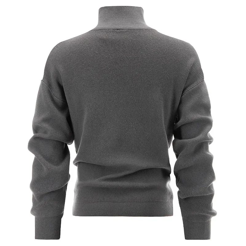 

Мужские легкие эластичные повседневные пуловеры свободного покроя, однотонный вязаный свитер, водолазка на молнии, вязаные свитера, новинка осени 2023 года