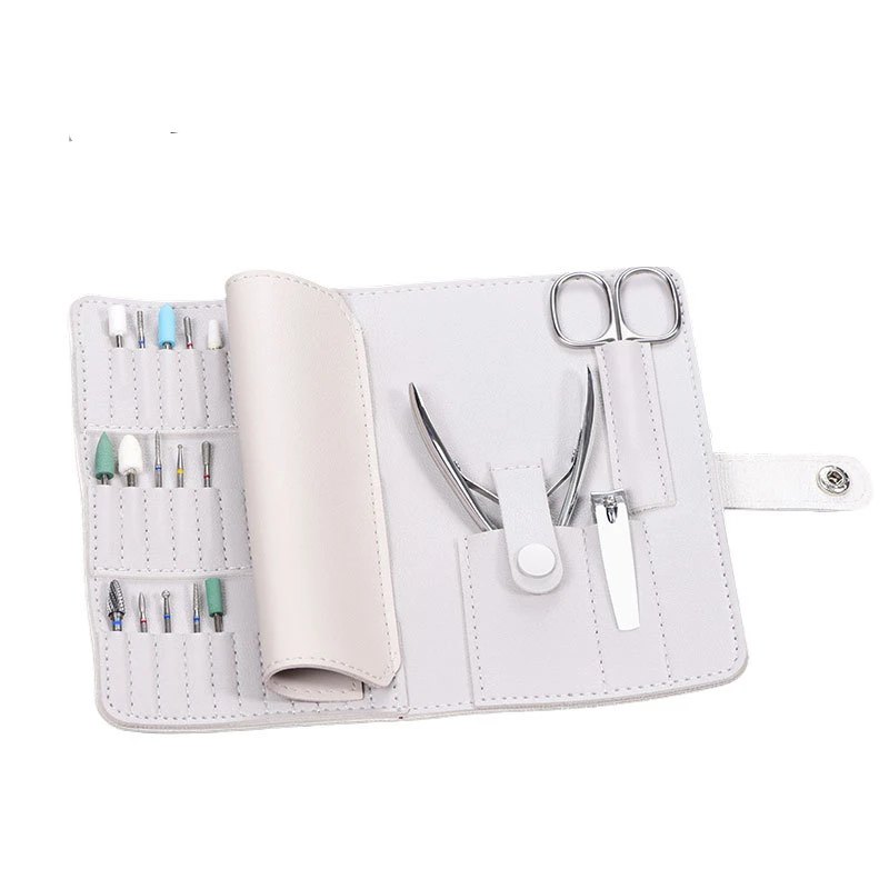 Manicure Tool Grinding Bit Head Storage Cover Dead Skin Scissors Push Protect Nail Cover Clipper Cuticle Nipper PU Leathe Bag