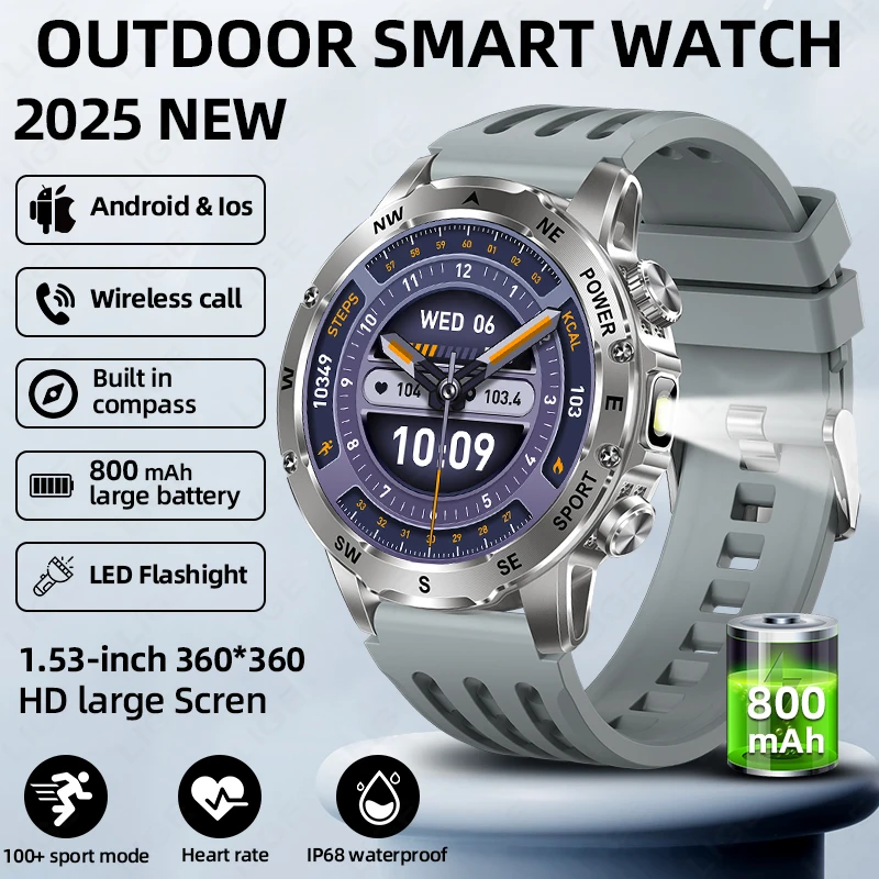 

Original LIGE Smart Watch 100+ Sports Modes 800mAh Heart Rate LED Flashight Pedometer Call Reminder smart watchs for men women