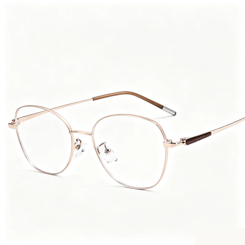 Women's Rose Gold Cat Eye Metal Prescription Glasses for Myopia, Farsightedness, and Astigmatism Customized Lenses