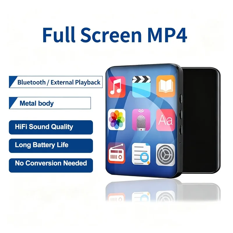 Bluetooth 5.3 MP3 MP4 Player mit Lautsprecher 2,4 Zoll Volltouchscreen mit Eingebautem Lautsprecher Erweiterbare Unterstützung für E-Book-Lesen
