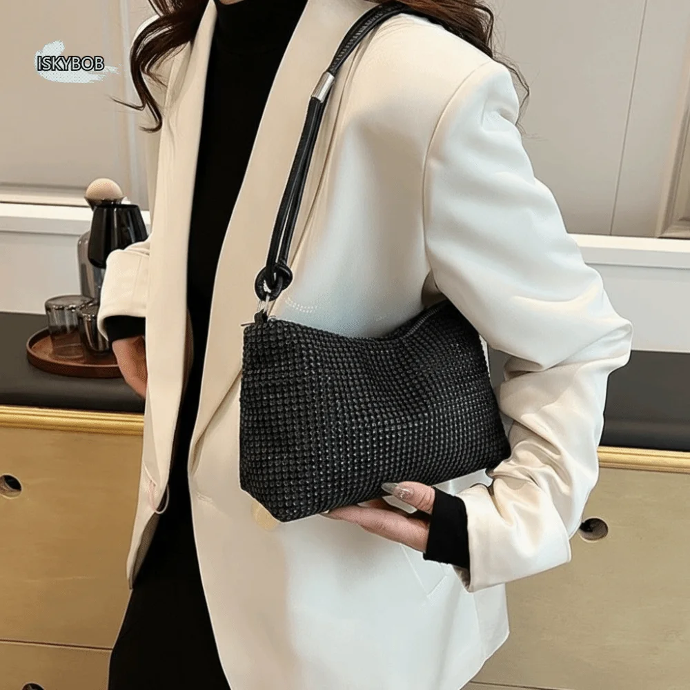 

Shiny Evening Banquet Bag Underarm Bag Adjustable Glitter Shoulder Bag Crossbody Bag Small Purse Rhinestone Hand Bag Party