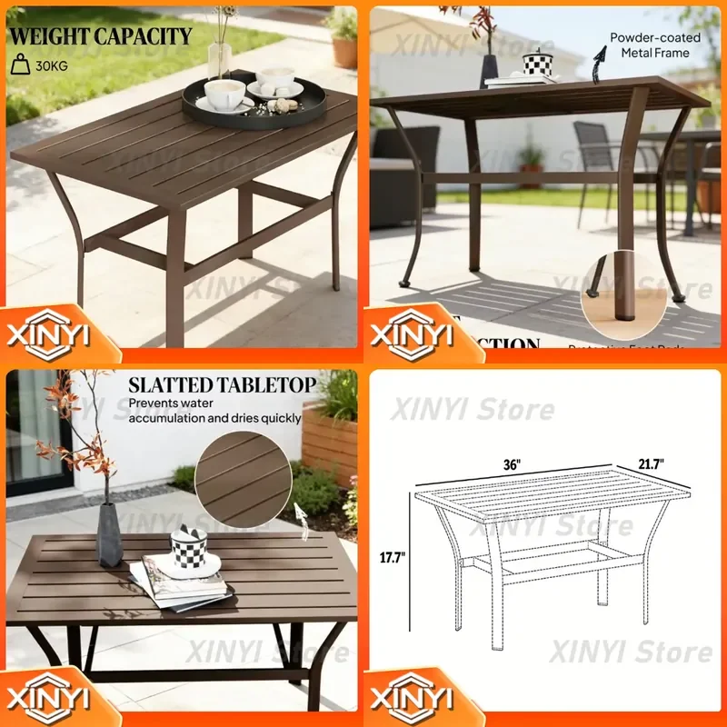 Brown Rectangular Dining Table for Patio Garden Outdoor Use Dining Table Only for Home Decor Furniture