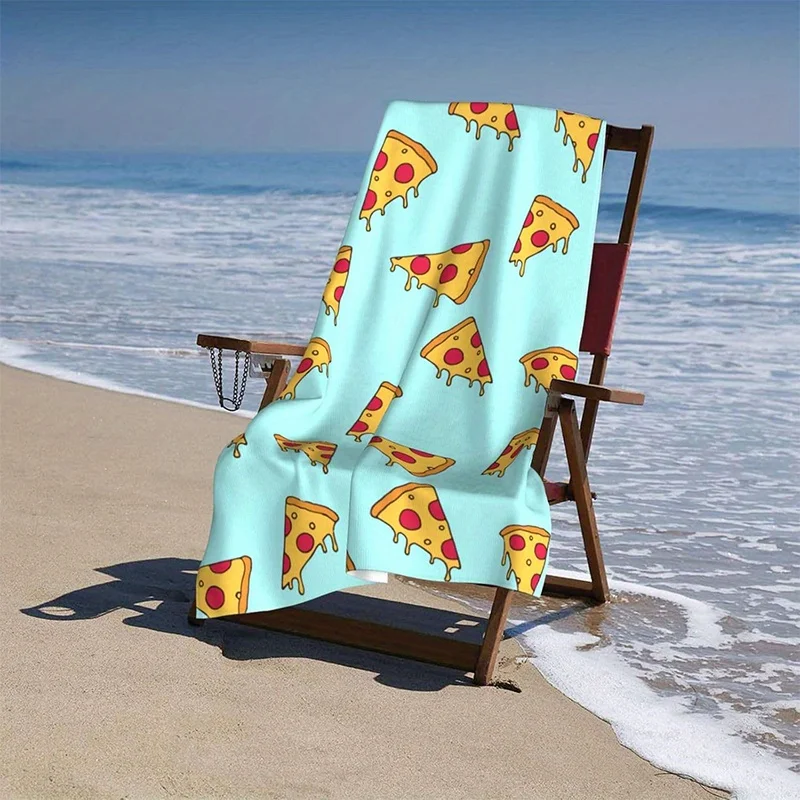 

Beach Towel Pizza Slice Pattern Sun Protection Windproof Suitable for Swimming Pool Camping Travel Blanket