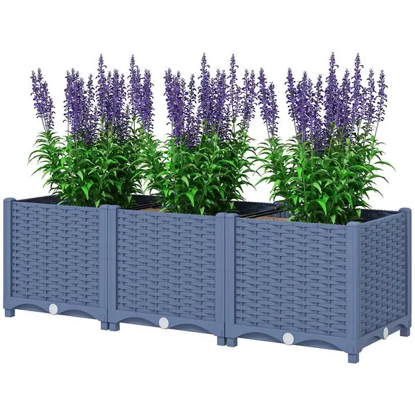 

Outsunny Plastic Raised Garden Bed, 4 x 1 x 1 ft Outdoor Flower Box with Drainage Holes for Vegetables, Herbs, Blue