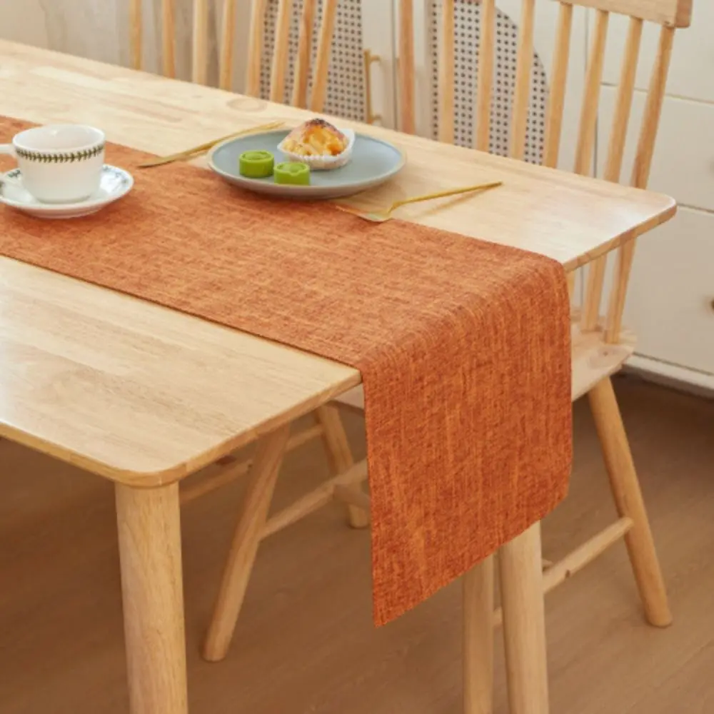 Thick Linen Solid Color Light Luxury Boxer Table Runner Home Decor Office Conference Dining Tables Decoration Accessories